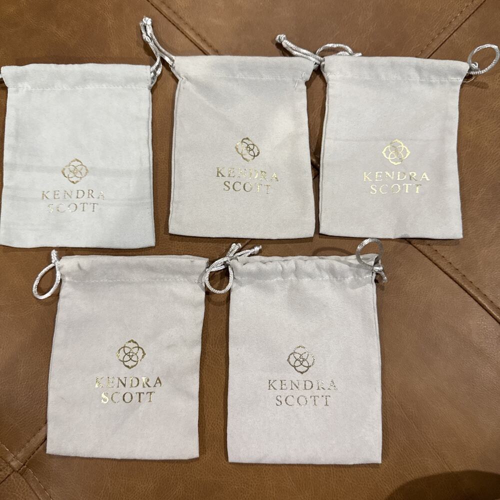 5 Kendra Scott Gray Dust Bags Jewelry Pouch 4.25 X 5.5 w/ Drawstring Empty